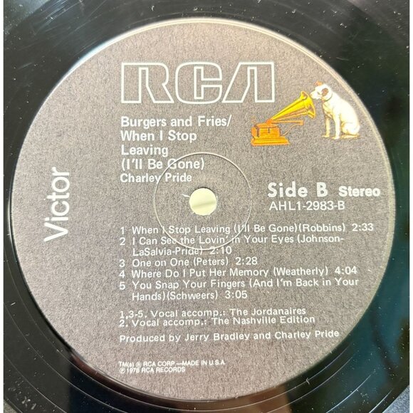 Charley Pride Burgers and Fries Country Vinyl LP RCA in Shrink with Hype Sticker - Picture 3 of 6